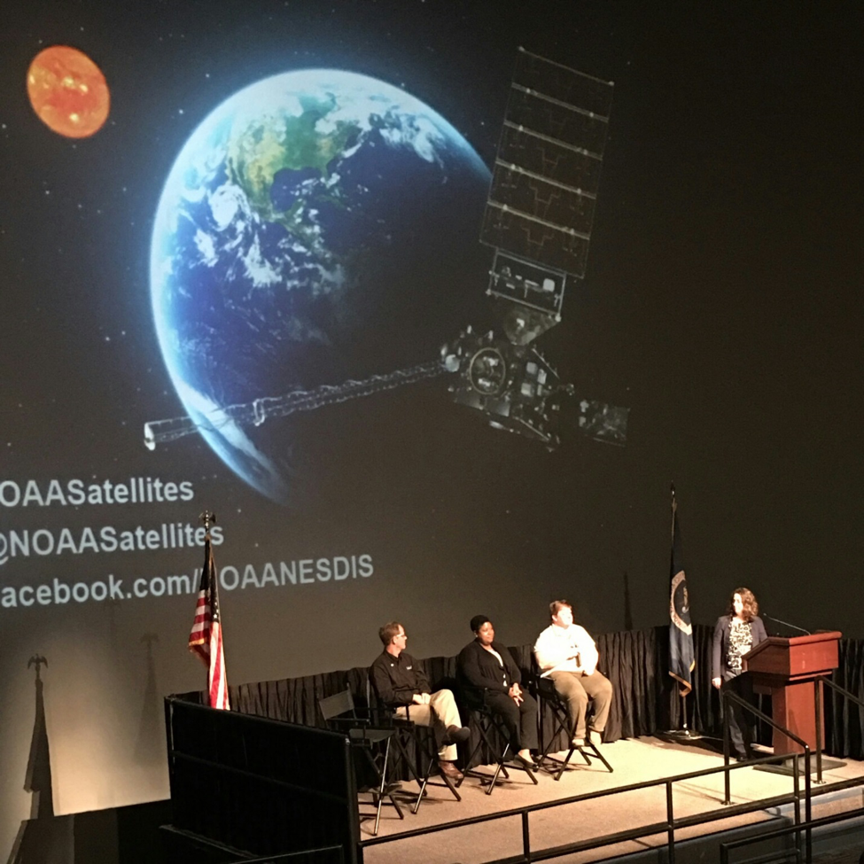 Dr. Jamese Sims (Center), GOES-R Subject Matter Expert serving as a panelist for the November 18, 2017 Guest Briefings at the GOES-R Launch, in Cape Canaveral, Florida.