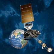 A rendering of the GOES-R spacecraft