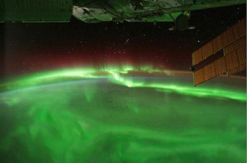 a photograph of an aurora from the international space station