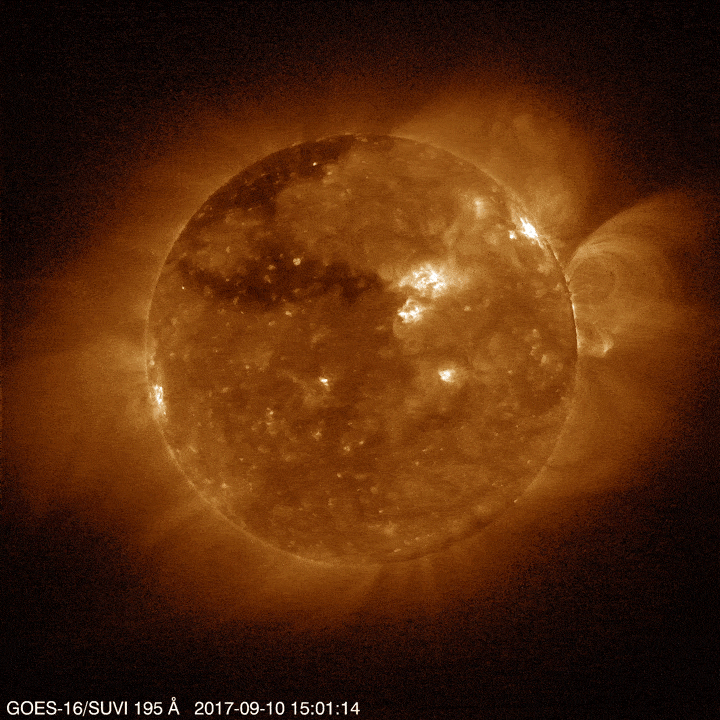 The GOES-16 satellite used its Solar Ultraviolet Imager (SUVI) to capture this video of a large solar flare.