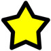 Cartoon drawing of a yellow star, with a black outline.