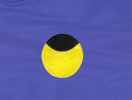 An illustration of solar eclipse against a blue background.