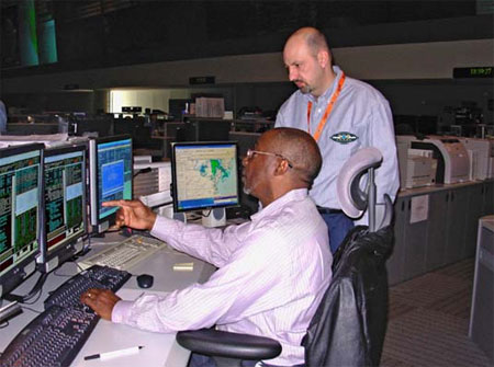Photograph of Tom Boyd at NOAA's Satellite Operation Control Center.