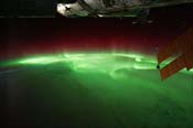 Image from video of aurora, as seen from International Space Station. Click here to see video.