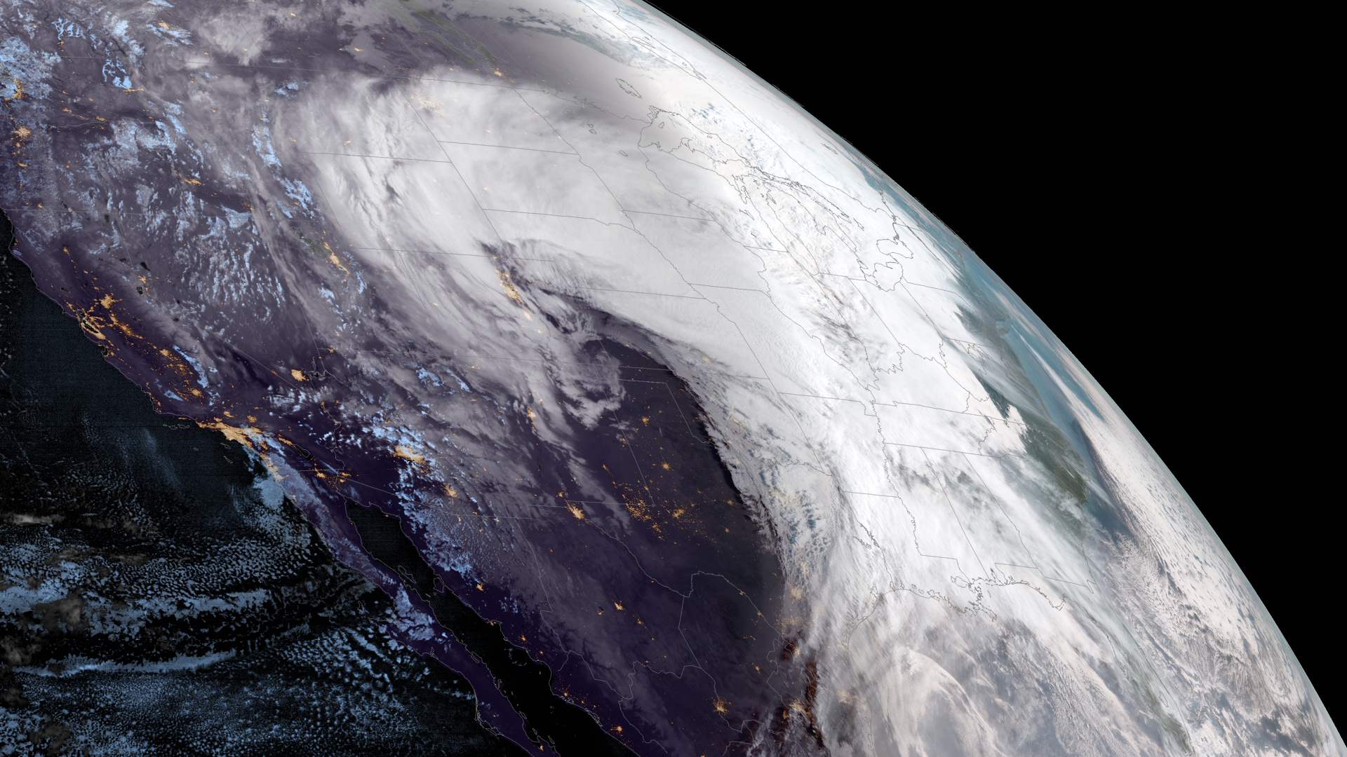 GOES West view of a powerful winter storm over the U.S.
