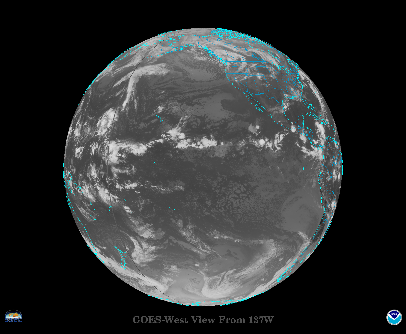 A view of Earth from the GOES West operational position, which GOES-17 will occupy.