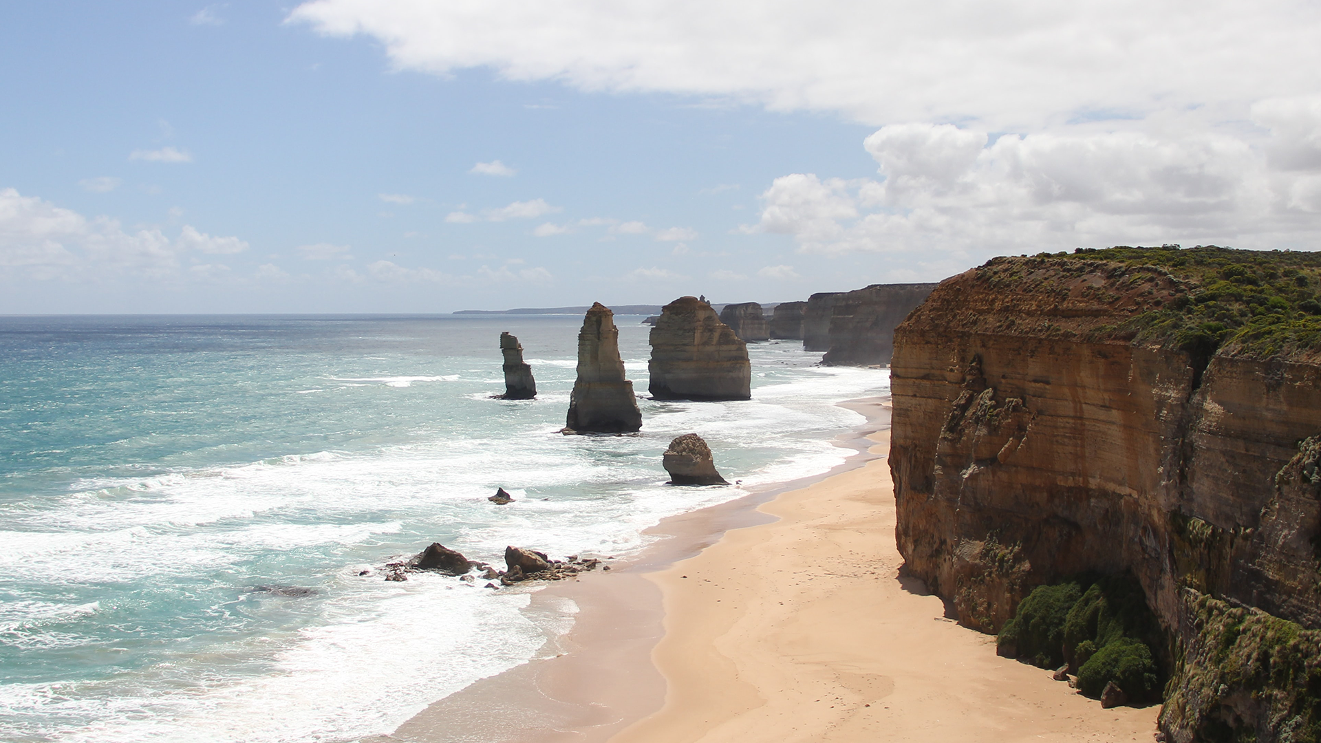 Rock formations along an ocean coastline