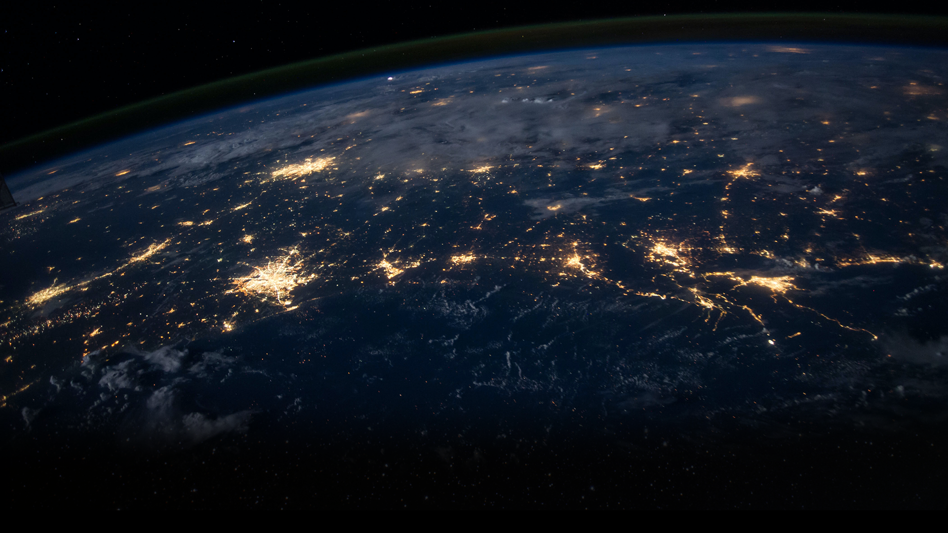 Nighttime lights illuminating from Earth