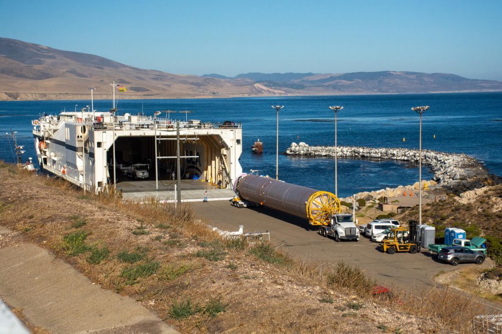 JPSS2 Rocket being offloaded into container