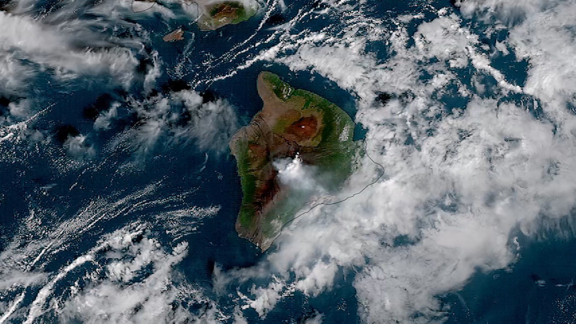 Image of Hawaii Mauna Loa volcano erupting.