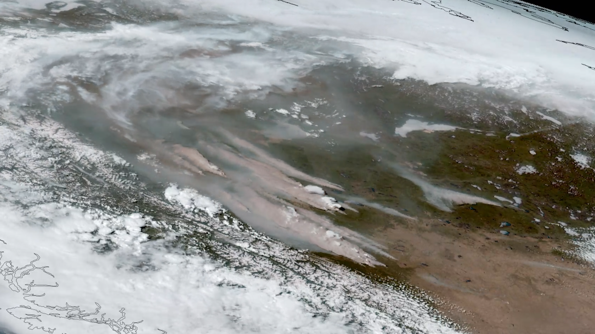 Image of forest fires over western Canada