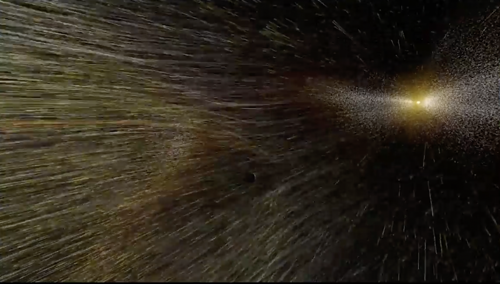 Still animation of solar wind in space.