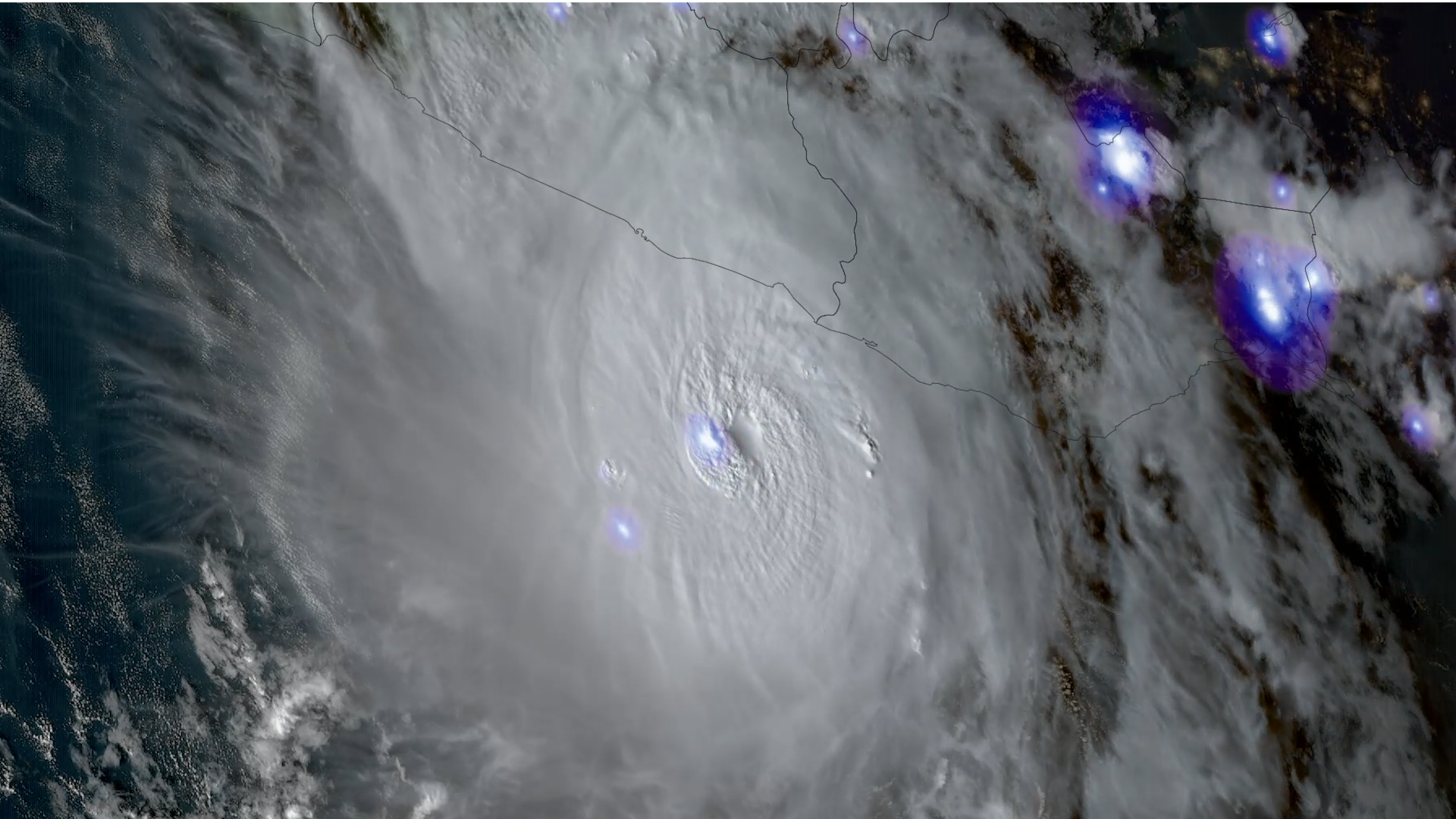 Image of a hurricane Otis near the Mexico Pacific Ocean.