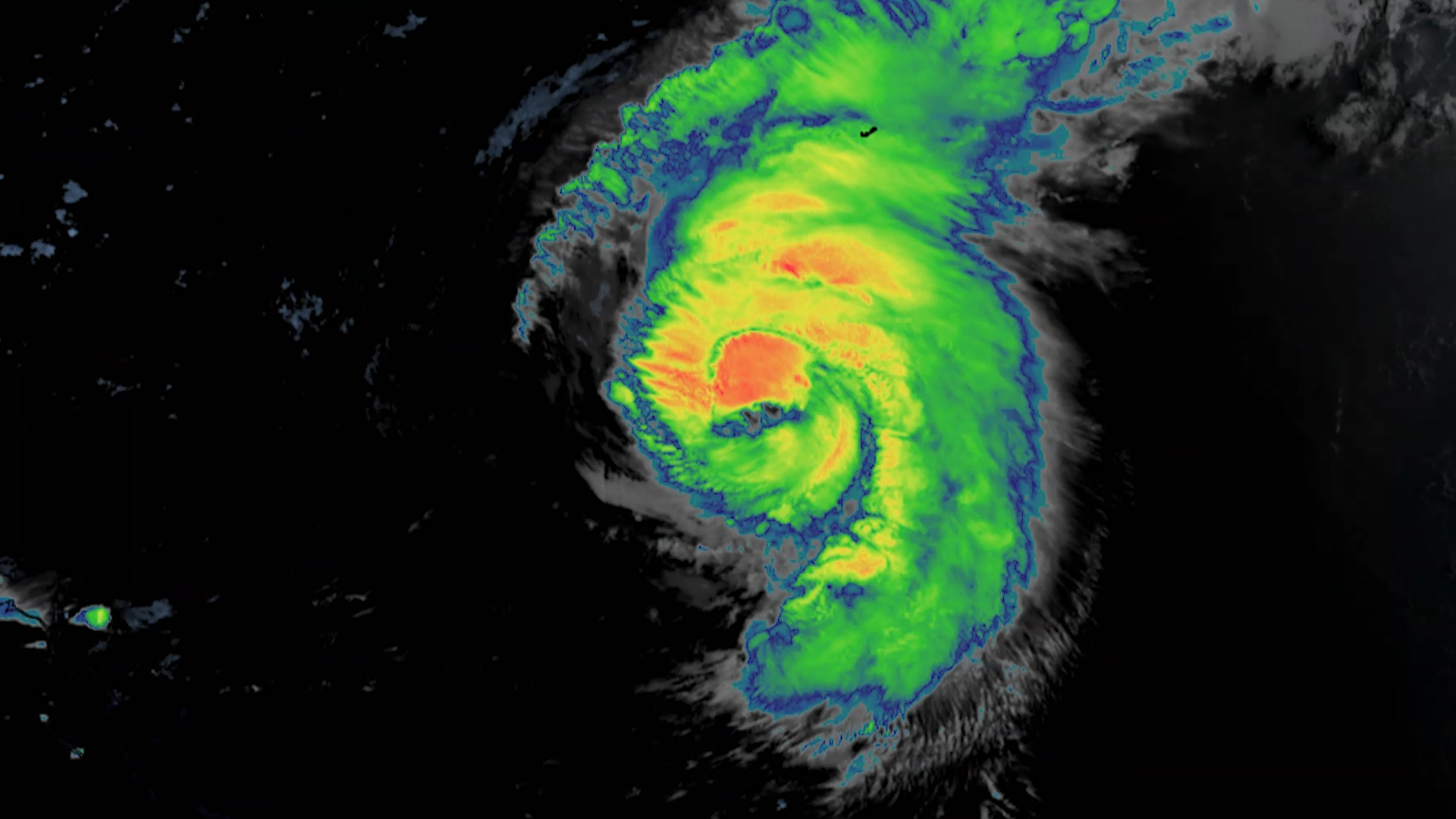 Hurricane Ernesto infrared imagery over the Bahamas