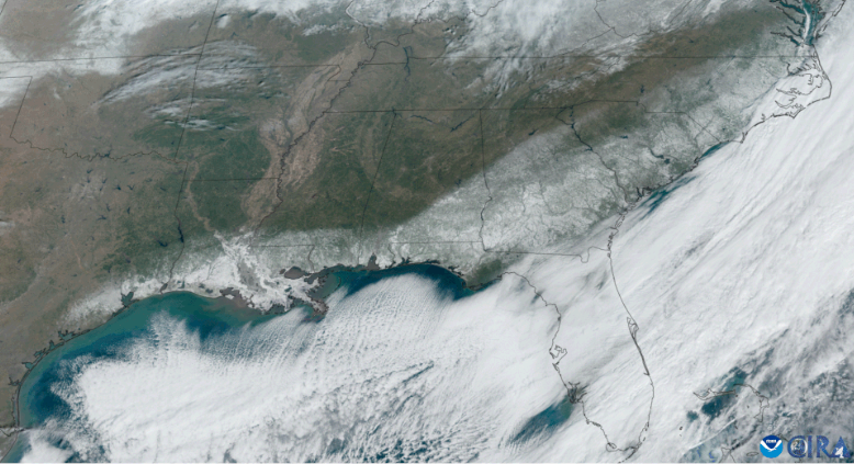 snow cover in the southeastern U.S.