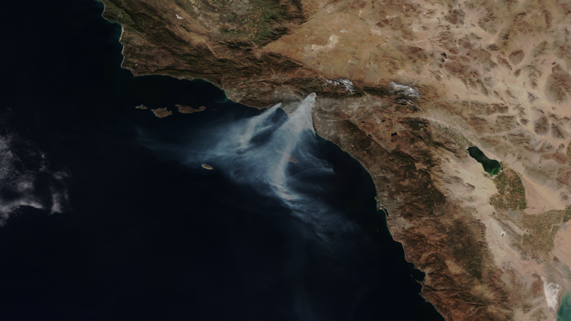 Fires in California seen from space.