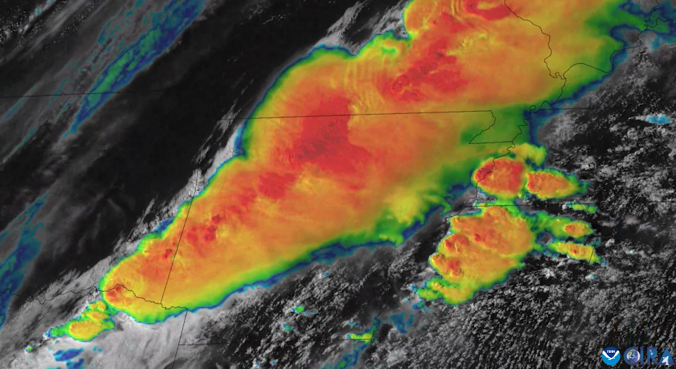Supercells and tornadic storms erupt across the along the Mississippi and Ohio river valleys.