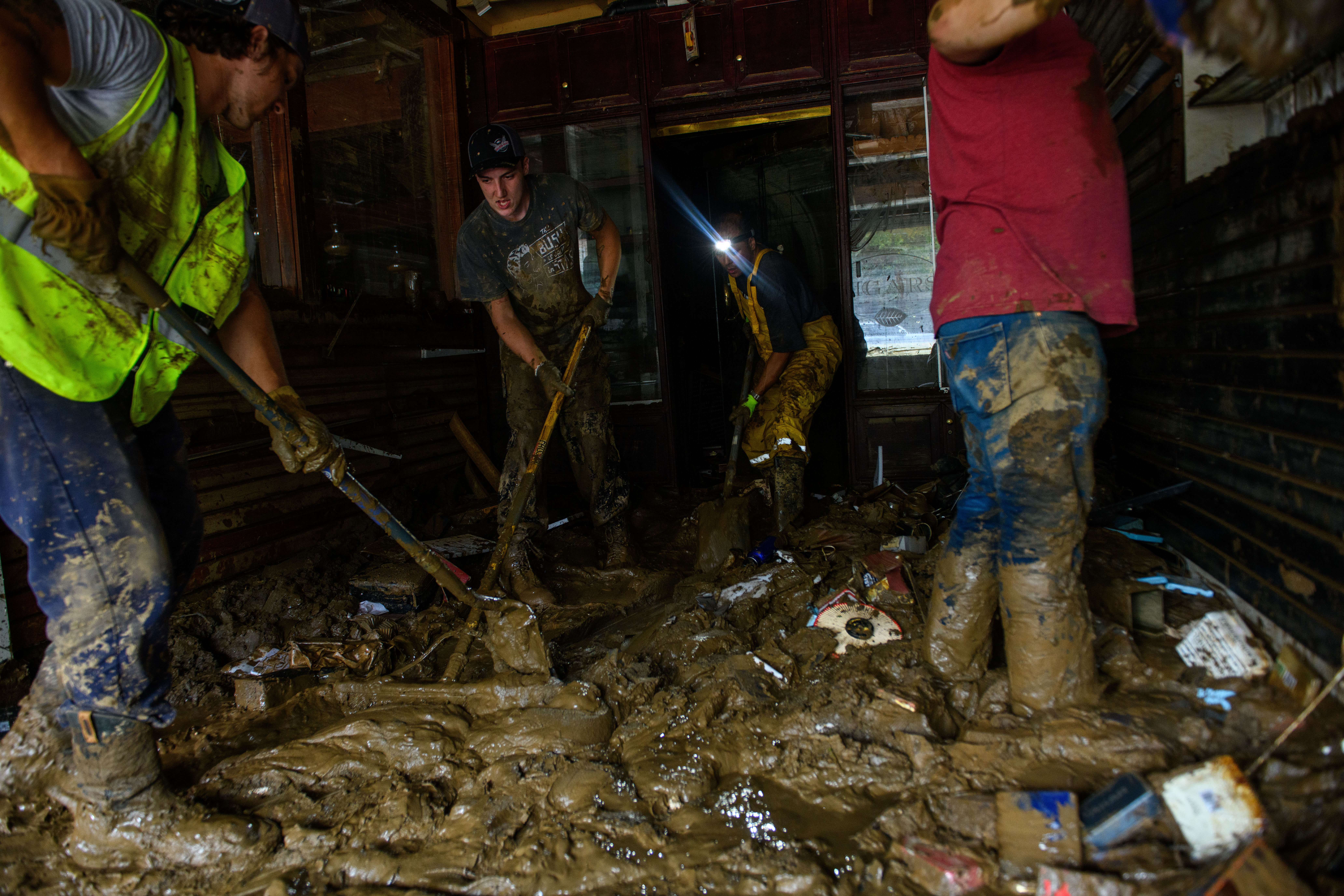 People digging in mud