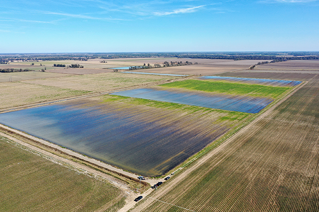 Flooded fields after the corn harvest near Indianola, Mississippi.