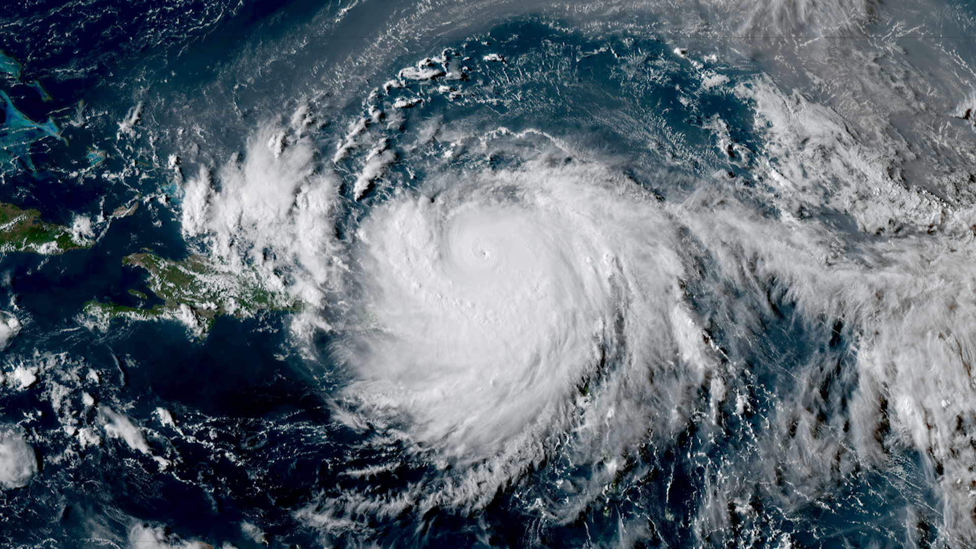 Hurricane Erin seen from space over the atalantic ocean