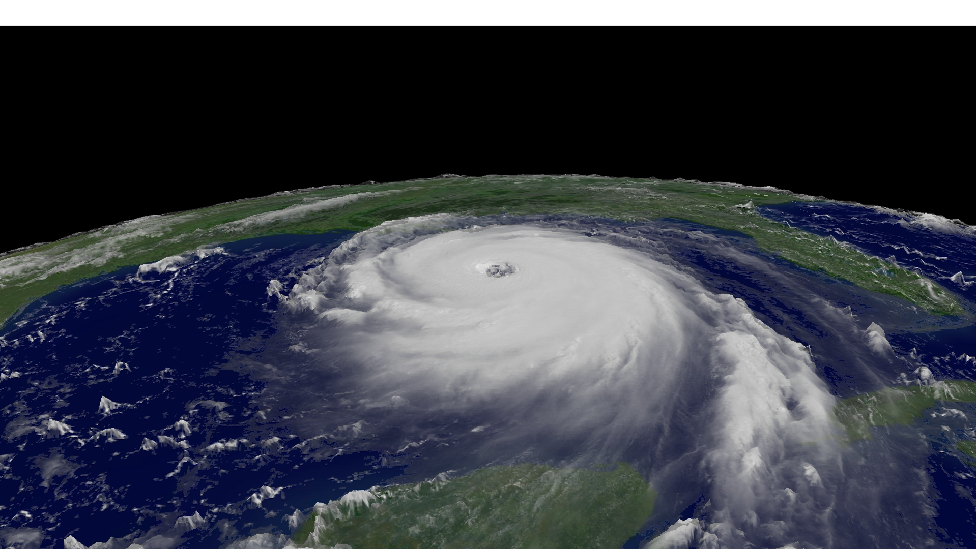 Image of hurricane Katrina over the earth seen from space.