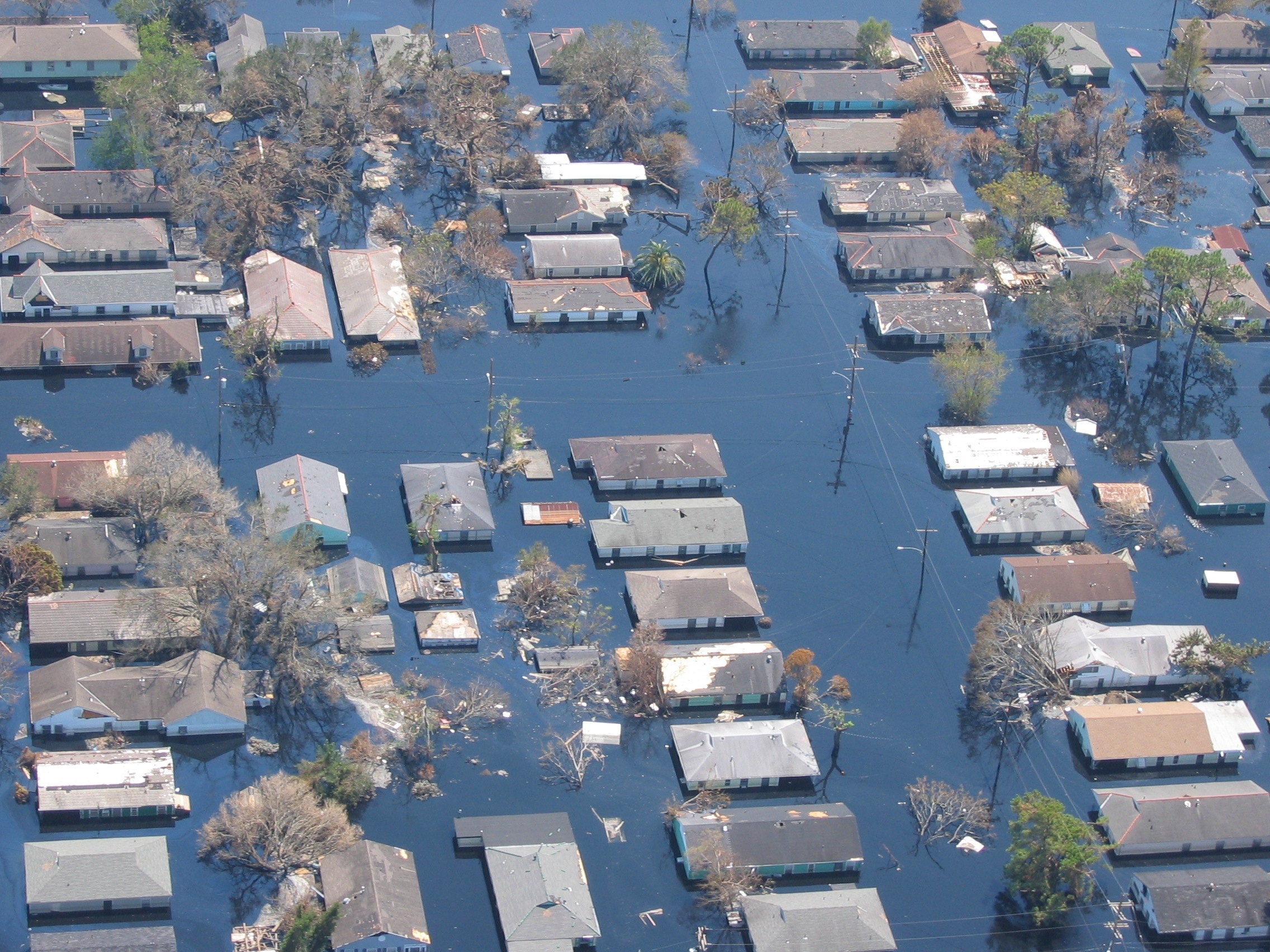 Residential Neighborhood flooded because of Hurricane Katrina