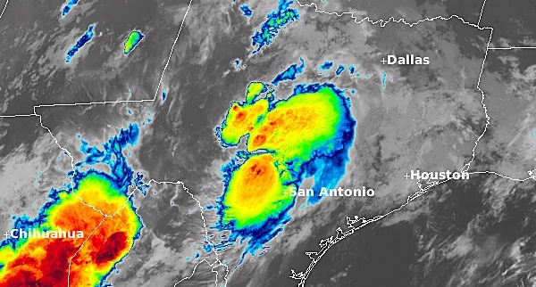 ABI imagery of flooding over texas seen from space.