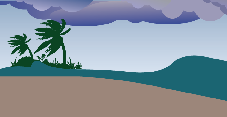 Drawn image of a beach.