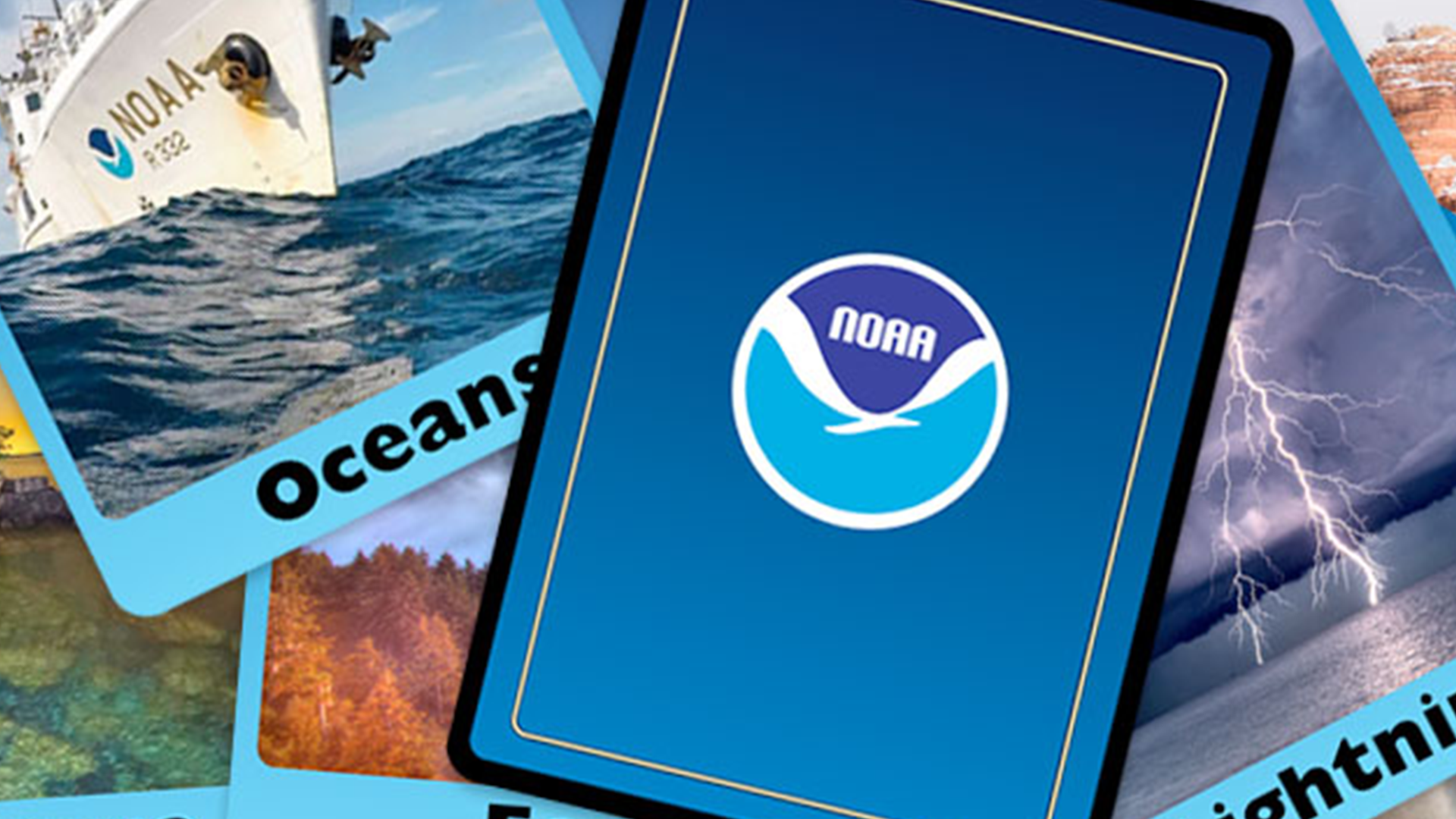  Drawn image of the noaa logo on a card to immulate a card game.