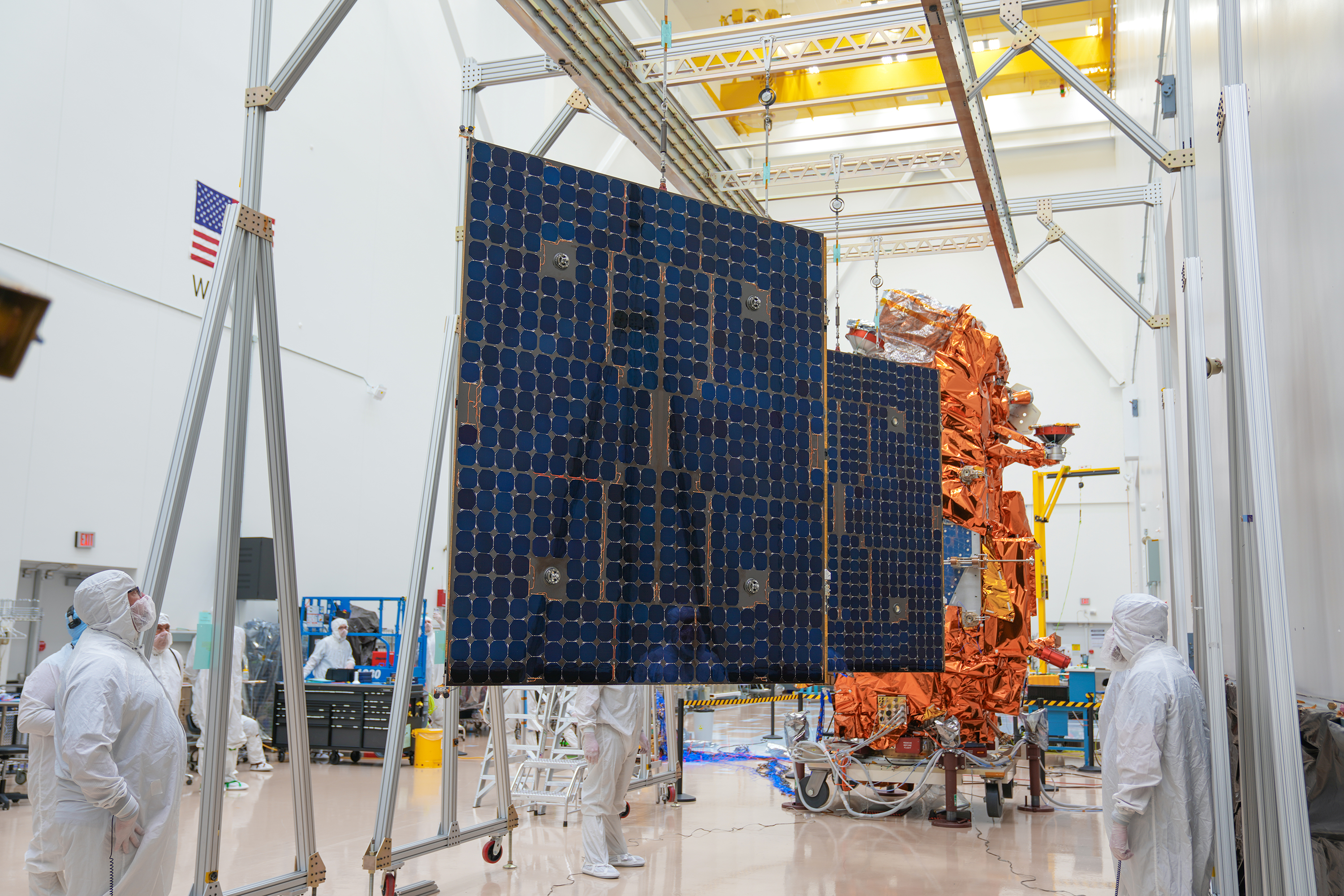JPSS-4 Solar Array in a lab being opened up.