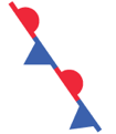 a blue line with blue triangles and red half circles, the stationary front symbol